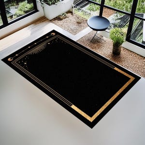 Custom Black and Gold Islamic Prayer Rug, Muslim Prayer Rug, Prayer Mat, Meditation, Turkish Prayer Rug, Muslim Rug, Ramadan, Gebetsteppich