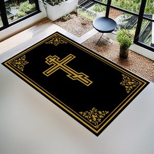 4 Variation Personalized Christian Prayer Rug: Jesus & Cross Design