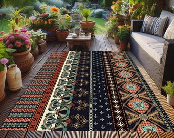 Motif Outdoor Rug: Washable Non-Slip Patio Carpet