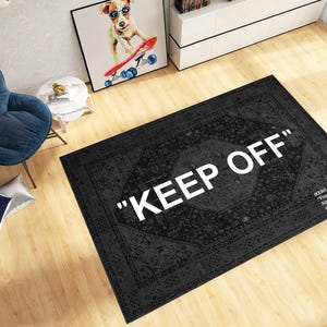 Keep Off Black Rug: Custom Rug, Designer Rug, Cool Rugs, Keep Off, Home Decor Rug, Area Rugs, Fan Carpet, Rugs For Bedroom, Gift For Him image 2
