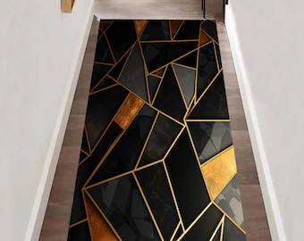 Marble Runner Rug: Geometric Hallway Decor, Non Slip