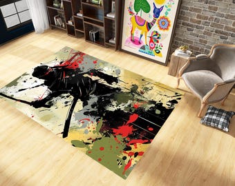 Anime Manga Kids Rug: Japanese Samurai, Ninja Design