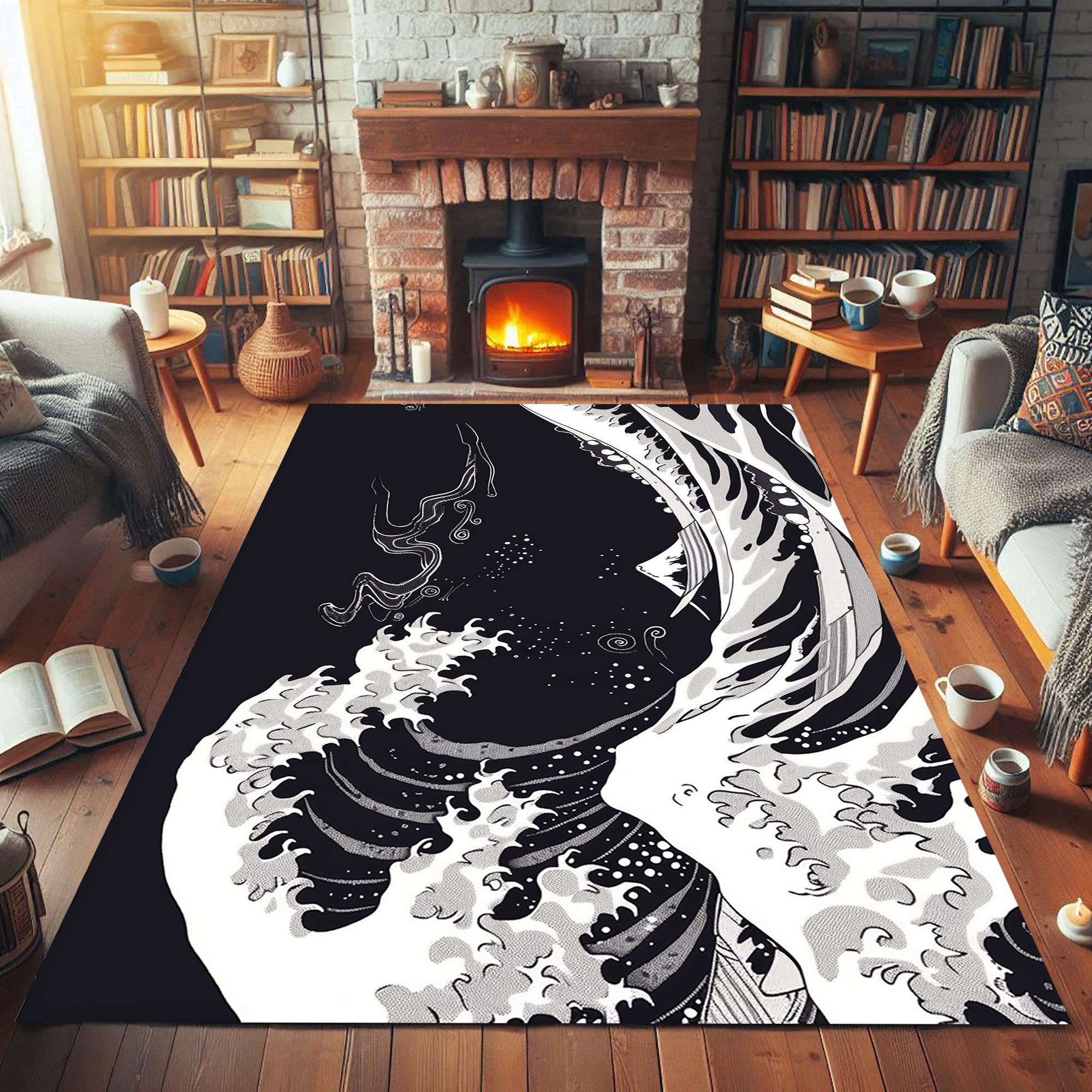 The Great Wave off Kanagawa Black and White, Katsushika Hokusai, Wave ...