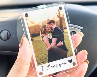 Custom Photo Car Visor Clip,Couples Gift,Personalized Gift For Him Anniversary, Drive Safe Gift, Car Photo Frame,Couples Keepsake Unique