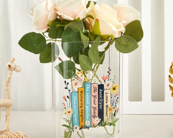Personalized Book Vase, Acrylic Reader Gift, Custom Literary Decor
