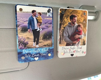 Personalized Photo Car Visor Clip, Acrylic Magnetic Frame, Father's Day Gift
