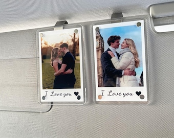 Clip de visera de coche con foto de pareja personalizada, regalo para él, regalo de conducción segura, regalo de San Valentín para pareja, regalo para esposo, clip de visera para conducir con seguridad, accesorio para coche