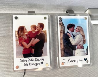 Custom Photo Car Visor Clip, Personalized Gift For Him Anniversary, Drive Safe Gift, Car Photo Frame, Couples Gift,Sun Visor Decoration