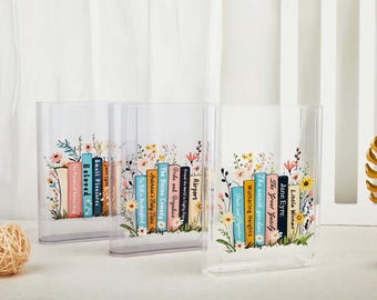 Personalized Acrylic Book Vase, Floral Book Lover Gift