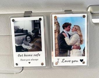 Custom Car Visor Clip with Your Photo and Text,Couple photos Drive Safe,Car Decor for Couple,acrylic photo clip,anniversary car gift