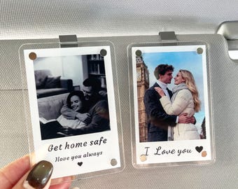Personalized Photo Car Visor Clip|Drive Safe Gift for Dad & Husband|Custom Text Photo Car Accessory |Valentine's  Anniversary Couple Gift