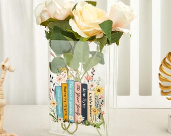 Personalized Book Vase, Acrylic Book Lover Gift, Home Decor