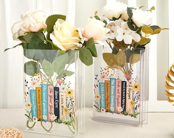 Custom Acrylic Book Vase, Personalized Literary Gift