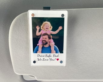 Personalized Photo Car Visor Clip, Acrylic Dad Gift
