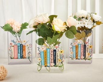 Personalized Acrylic Book Vase, Literary Gift for Book Lovers