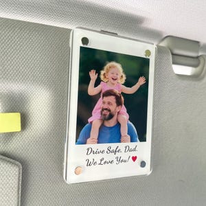 パーソナライズされたサンバイザー写真クリップ、お父さんの家族写真の車のバイザークリップ、ボーイフレンドへのギフト、家族のポートレートの装飾、安全運転、父の日ギフト