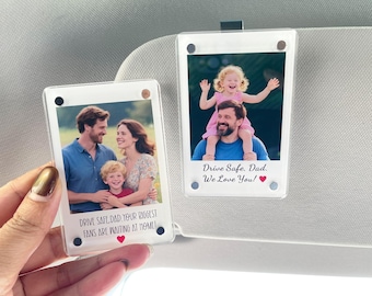 Clip de visera de coche con foto personalizada, regalo de San Valentín para pareja, marco de fotos "Conduce con cuidado", regalo para tu esposo. Clip de visera para conducir con cuidado.