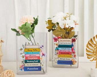 Personalized Acrylic Book Vase, Literary Decor, Gift for Book Lover