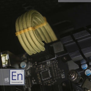 30cm Custom Gold Sleeved Cable Extensions for PC Builds - High-Quality 16ga Wires - Handcrafted for Perfect Fit and Style