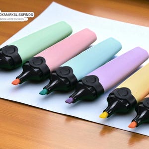 Set di evidenziatori pastello / Pennarelli colorati / Strumenti di scrittura con punta a scalpello / Cancelleria per appunti / Forniture scolastiche piatte