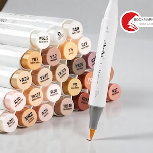 Dual Tip Marker Set | Refillable Sketch Art Markers | Color Drawing Tools | Skintone Calligraphy Pen | Supplies for Beginners