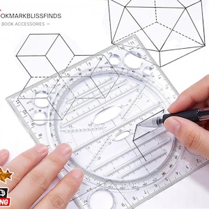 学生向け幾何学定規 | サークルメーカー製図テンプレート | プラスチック製製図定規 | デザイン＆オフィス用測定ツール