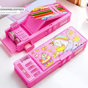 Adorable organisateur de papeterie | Étui à crayons avec cadenas | Cartable double épaisseur | Rangement inspiré de la technologie | Joli cadeau pour les étudiants