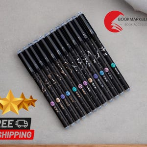 Conjunto de canetas de gel Constellation | 12 peças de caneta esferográfica apagável de 0,5 mm | Tinta preta e azul | Ferramentas de escrita escolar | Presente de papelaria recarregável