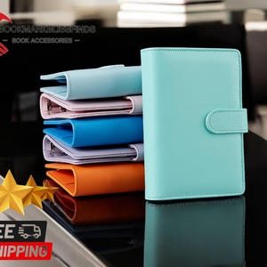 Pasta de couro A6 Planner | Organizador recarregável de 6 argolas | Capa para caderno Macaron Color | Ideia de presente de volta às aulas | Diário de uso diário