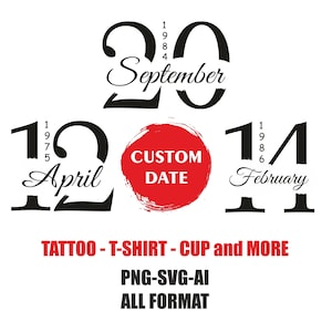 Custom Date Logo for Tattoo, Couple Tattoo Design Download, Monogram Date Logo Digital Download, Minimalist Logo,