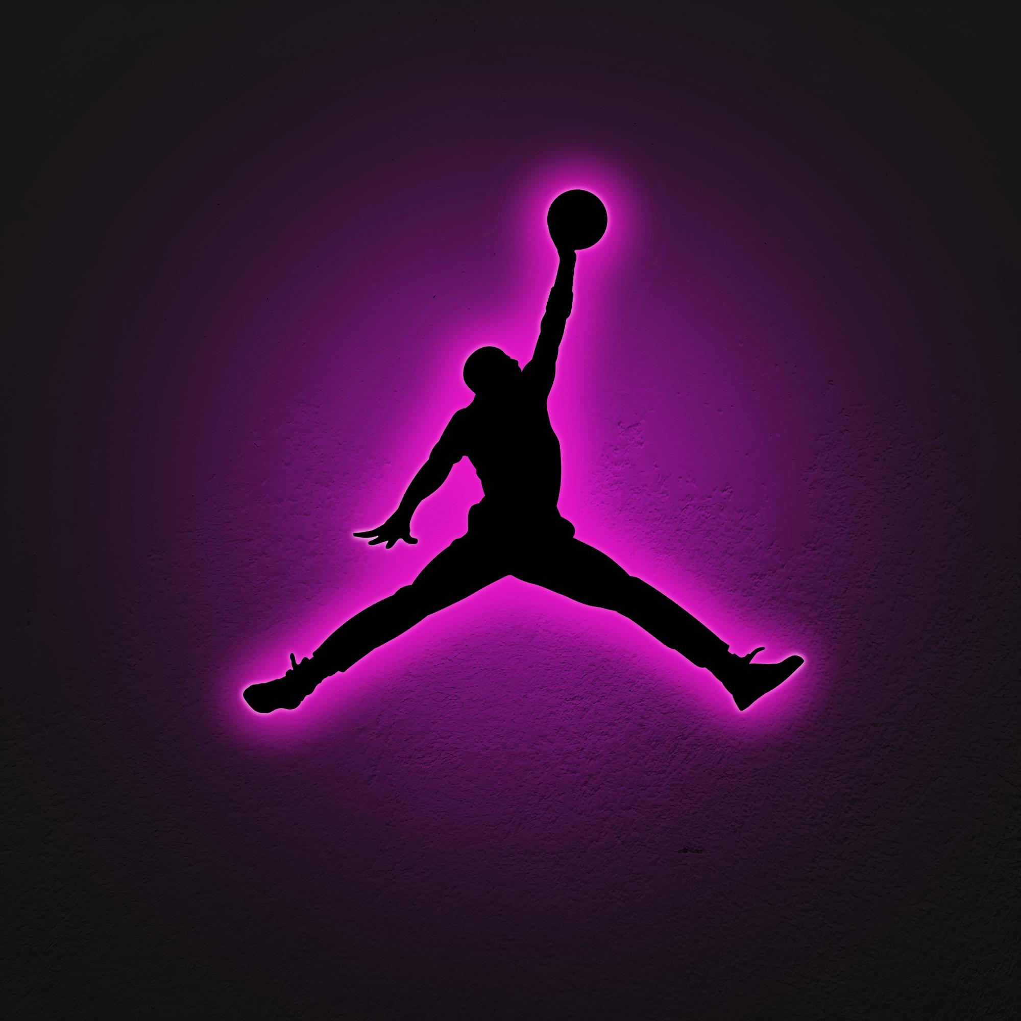 Michael Jordan Jumpman Wood Sign With Led Light, Game Room Decor, RGB ...