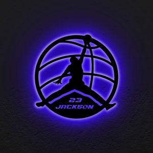 Personalized Michael Jordan LED Wall Decor: NBA Legend Lighted Sign