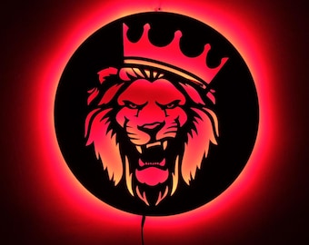 Lion LED Wall Art: RGB Color Changing, Game Room Decor