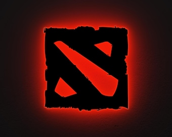 Dota 2 Wood Wall Art: RGB LED Gaming Room Decor,Birthday Gift,christmas gift, Room Decor