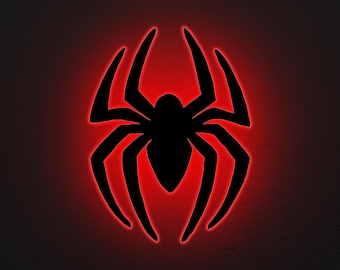 Spider LED Wall Sign: Superhero Decor, Themed Room Light