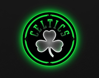 Celtics Wood LED Sign: RGB Color Changing Wall Art