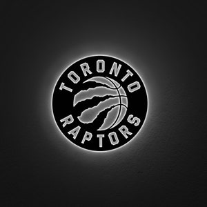 Arte de pared de los Toronto Raptors con luces LED, letrero LED de la NBA, letrero LED para fanáticos del baloncesto de los Toronto Raptors, decoración de la habitación iluminada, regalo de Navidad