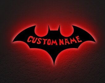 Personalized Superhero LED Wall Sign: Custom Name Decor
