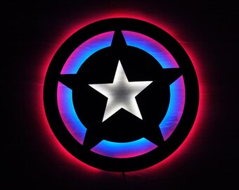 Captain America Wood led lighted, Avengers Led Sign, Avengers Led Sign, Lighted up Room Decor, Marvel superhero gift,Christmas Gift