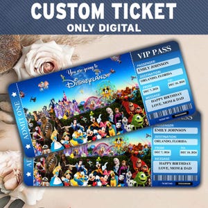 Editable Christmas Disney World Disneyland Surprise Ticket, Disney Reveal, Disney Trip Gift, Disneyworld Ticket, Boarding Pass, Disneyland