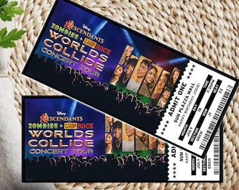 Descendants Zombies 2026 Tour Ticket | Surprise Gift Reveal (Canva Editable, Digital Download)