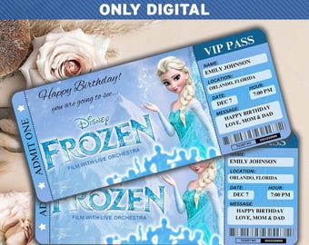 Frozen in Concert Surprise Ticket Printable Theme, Frozen  Surprise Reveal Ticket, Gift Reveal Ticket, Boarding Pass Reveal Canva Editable