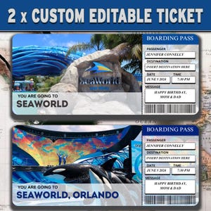 Ingressos para viagem surpresa SEAWORLD para impressão, ingresso de férias, cartão de embarque, ingresso de admissão, ingresso surpresa de férias, ingresso de presente para parque aquático