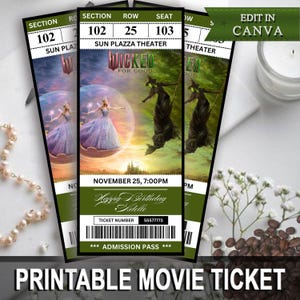Billet surprise modifiable pour le film Wicked 2025, billet cadeau Wicked for Good, billet Wicked 2, billet d'anniversaire surprise, édition Canva