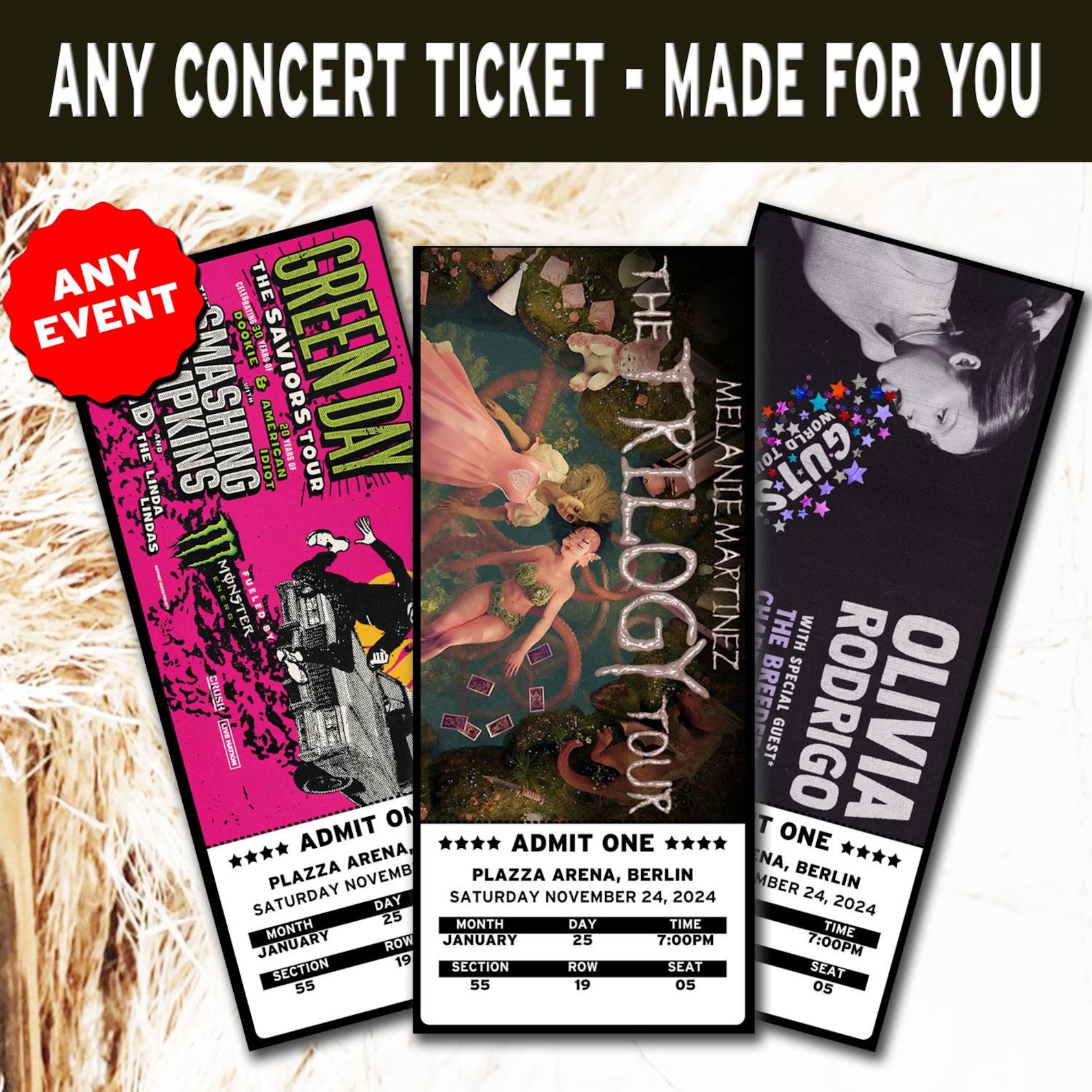 Personalised Concert Ticket | Any Artist Custom Event Ticket ...