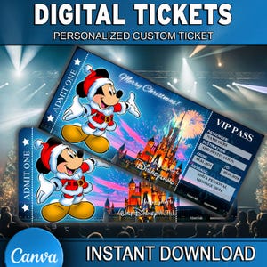 Printable Christmas DisneyWorld Disneyland Surprise Ticket, Disneyworld Ticket, Boarding Pass, Disneyland Ticket, Christmas Ticket Gift