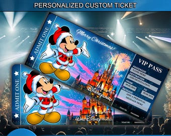 Printable Christmas DisneyWorld Disneyland Surprise Ticket, Disneyworld Ticket, Boarding Pass, Disneyland Ticket, Christmas Ticket Gift