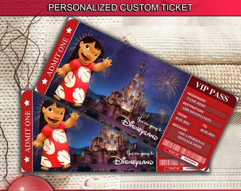 Personalized Disneyland Ticket: Princess Theme Park Gift Reveal (Digital Download)
