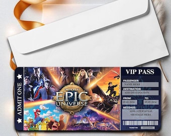 Bilet laminowany Epic Universe | Bilet laminowany folią holograficzną do parku rozrywki Universal Studios na Florydzie