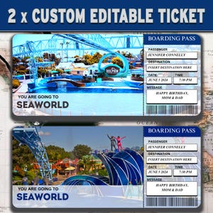 SeaWorld Surprise Trip Reveal Tickets, druckbare Überraschung Sea World Ticket Vorlage Bearbeitbare SeaWorld Bordkarte Aquarium Surprise Ticket
